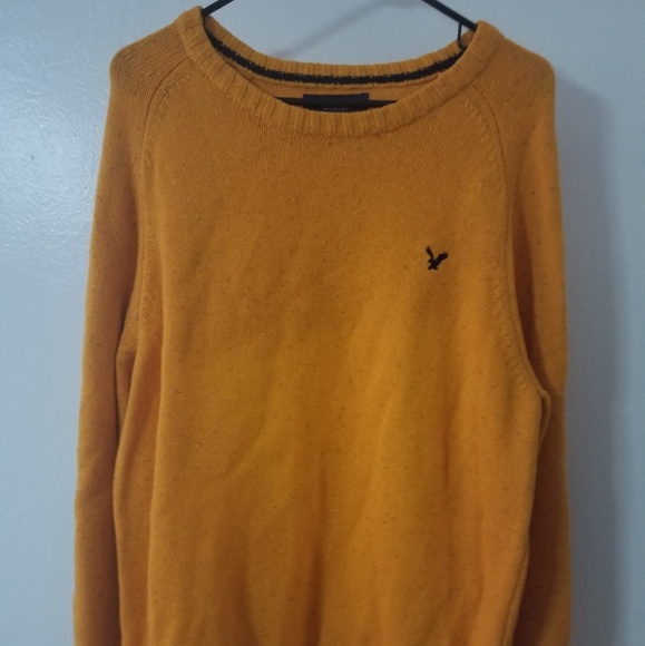 Orange Crew Neck Sweater w/ patch elbow - Picture 2 of 4